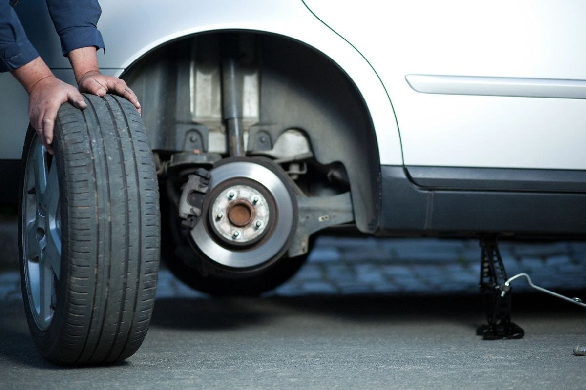 Tire and brake service in progress at Fleming Auto in Guelph